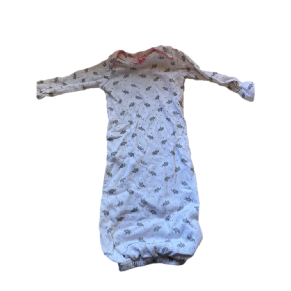 3/$20 simple joys newborn gown elastic bottom white elephants